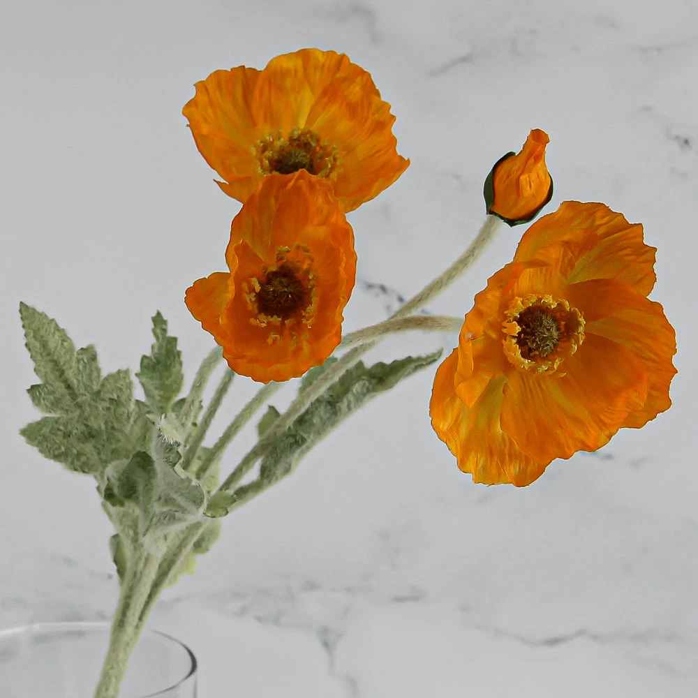 12 Orange Poppy Flowers Silk Flowers 4 12 Orange Poppy Flowers Silk Flowers - Image 4