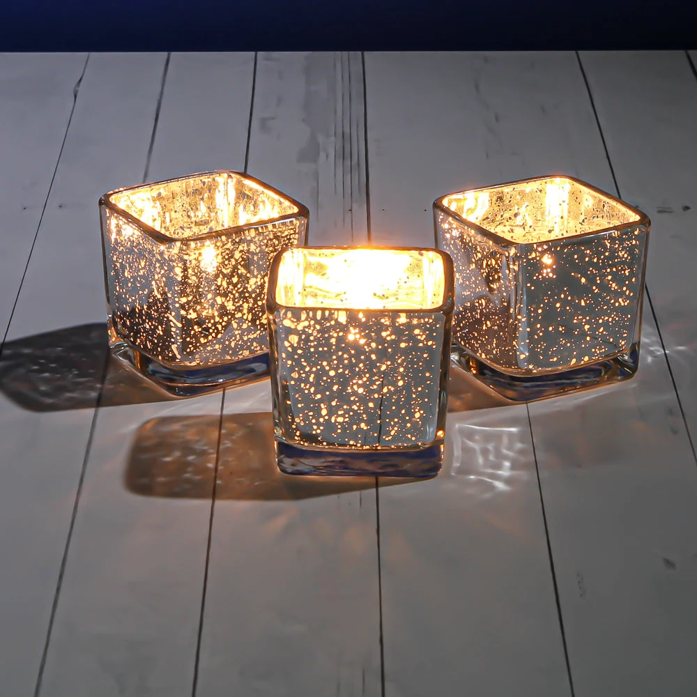 Richland Silver Mercury Square Votive Holder Set Of 12 2 Richland Silver Mercury Square Votive Holder Set Of 12 - Image 2