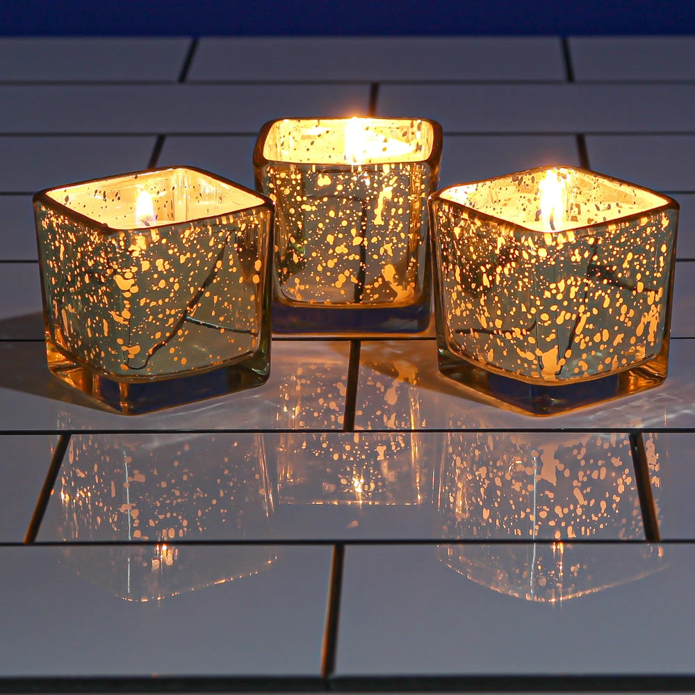 Richland Metallic Gold Mercury Square Votive Holder Set Of 12 2 Richland Metallic Gold Mercury Square Votive Holder Set Of 12 - Image 2