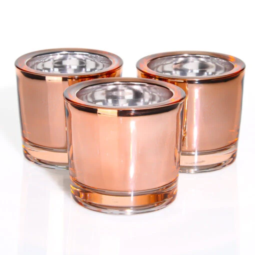 Richland Chunky Votive Holder Rose Gold Mirrored Set Of 12