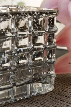 Silver Mercury Textured Glass Cube 4.75" - Square Vase & Candle Holder