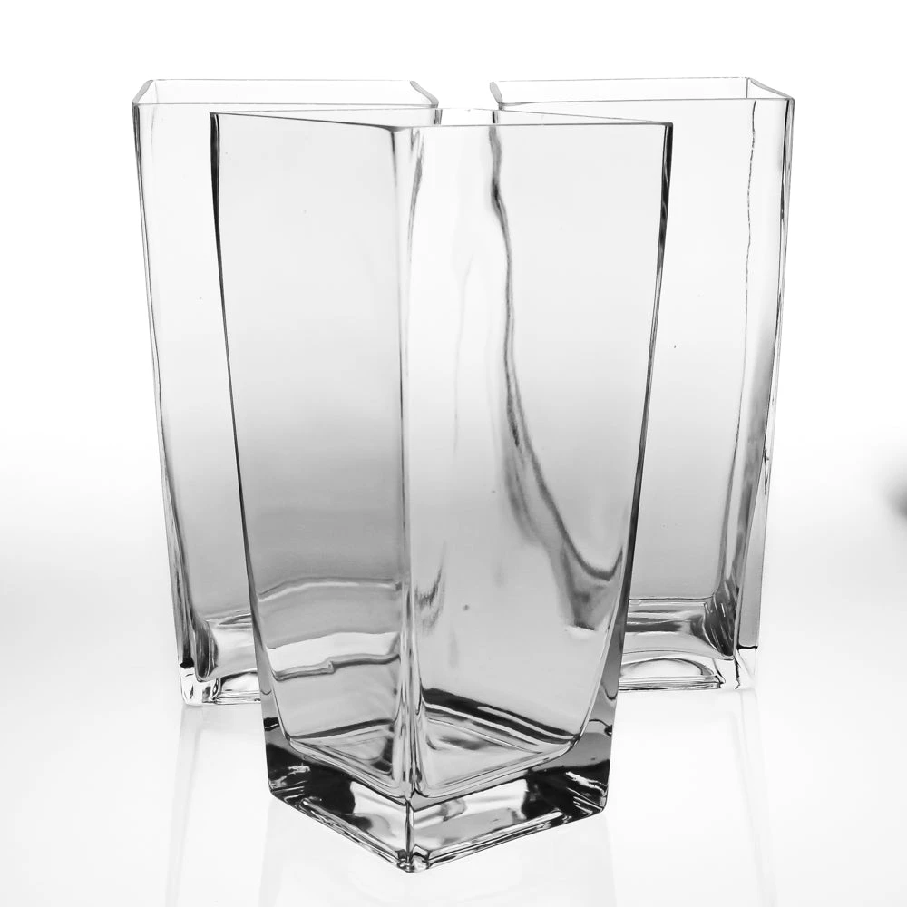 Richland Contemporary Tapered Square Vase 9" Set Of 3 1 Richland Contemporary Tapered Square Vase 9" Set Of 3