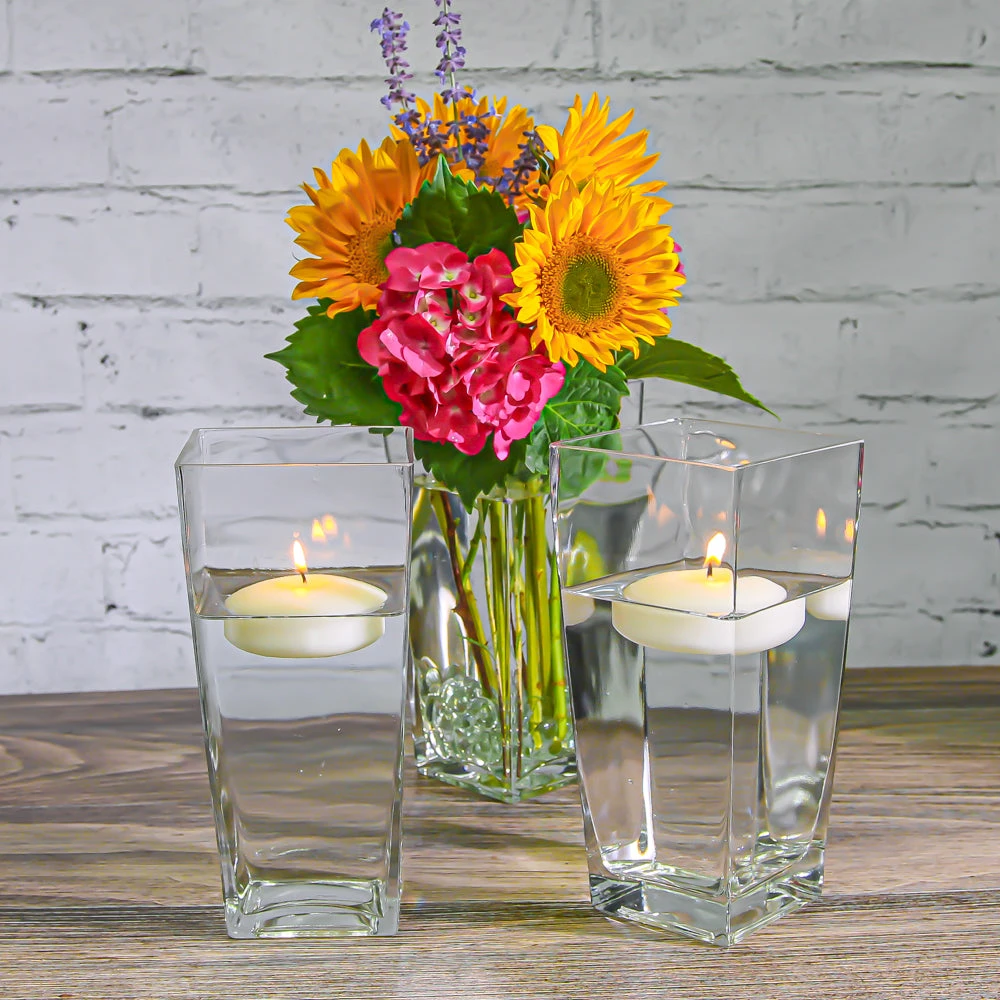 Richland Contemporary Tapered Square Vase 9" Set Of 3 2 Richland Contemporary Tapered Square Vase 9" Set Of 3 - Image 2