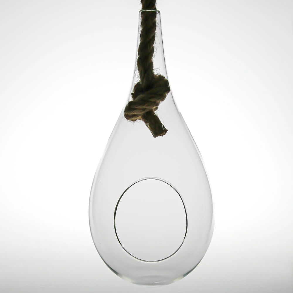Richland Hanging Teardrop Terrarium With Rope 6" X 11" 1 Richland Hanging Teardrop Terrarium With Rope 6" X 11"