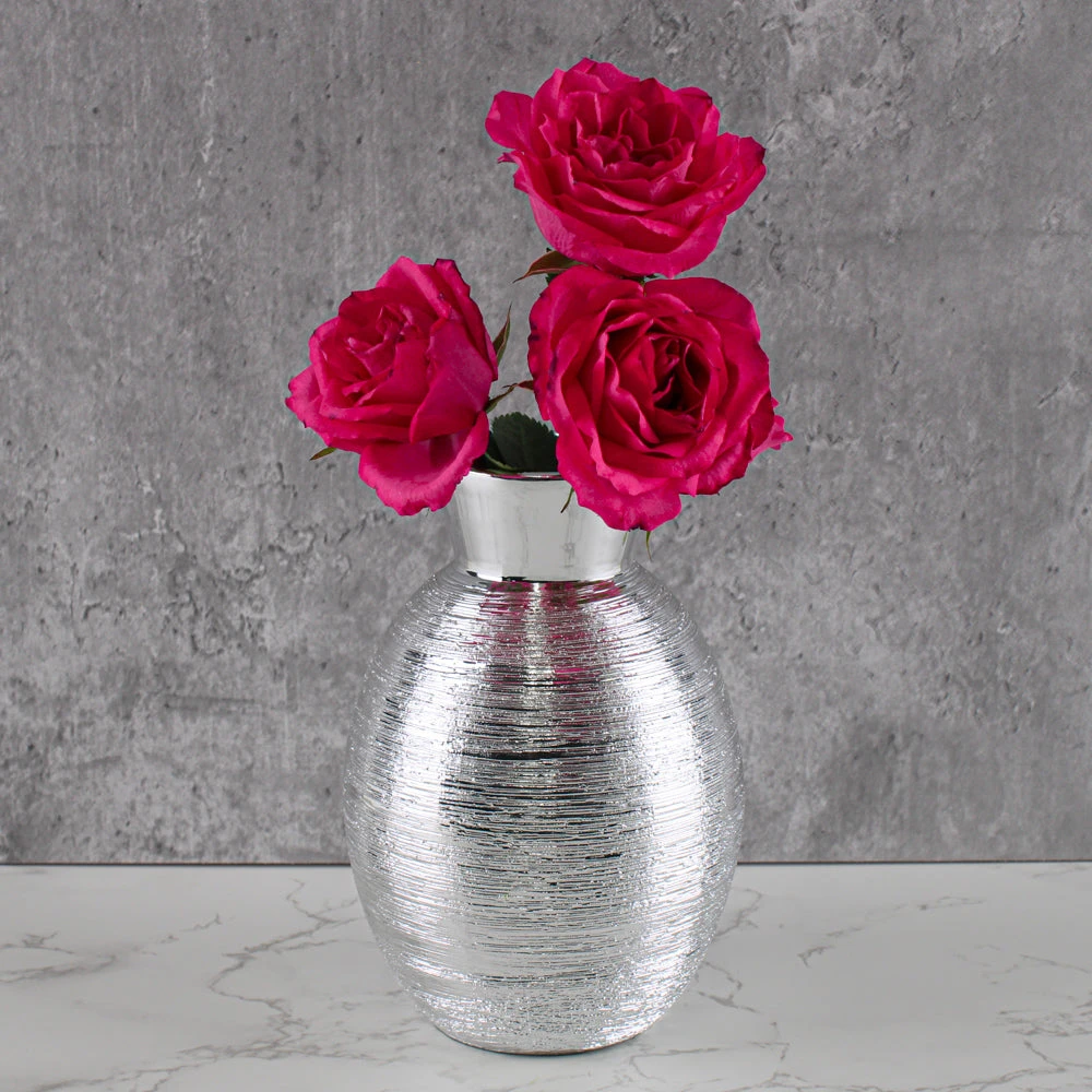 Richland Elegant Vase 6" Silver Ceramic Set Of 4 2 Richland Elegant Vase 6" Silver Ceramic Set Of 4 - Image 2