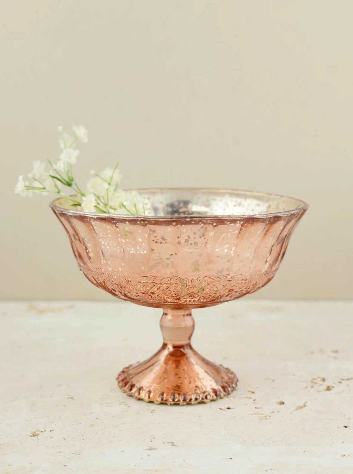 Mercury Glass Compote Rose Gold 7" X 5.25" 1 Mercury Glass Compote Rose Gold 7" X 5.25"