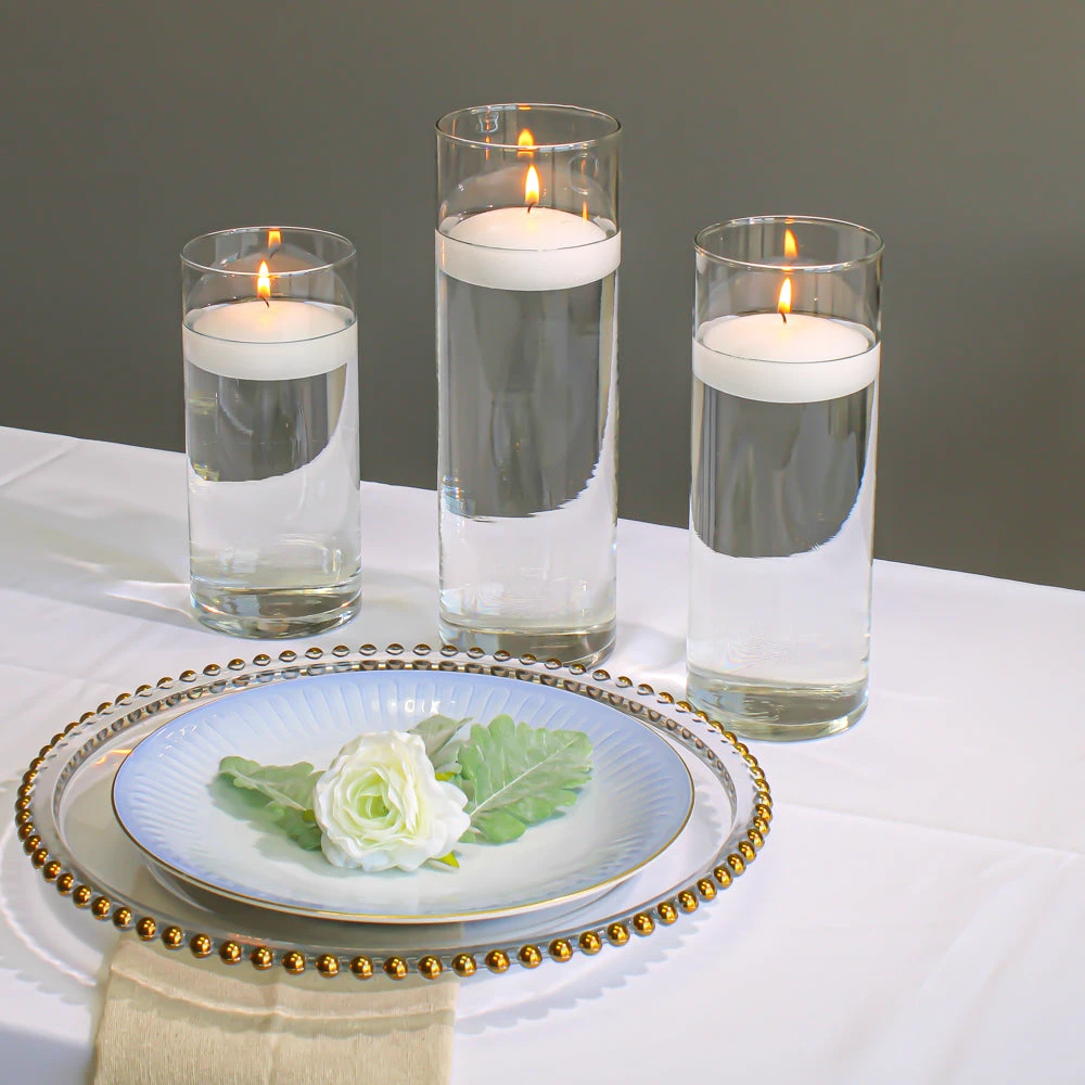 Eastland Cylinder Floating Candle Holders 7.5" , 9" & 10.5" Set Of 3 2 Eastland Cylinder Floating Candle Holders 7.5" , 9" & 10.5" Set Of 3 - Image 2