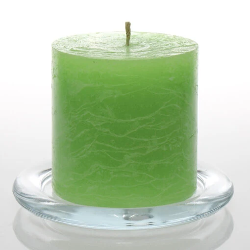 Richland Rustic Pillar Candle 3"x 3" Green Set Of 24