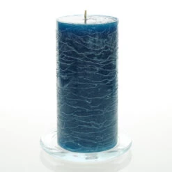 Richland Rustic Pillar Candle 3"x 6" Navy Blue Set Of 6
