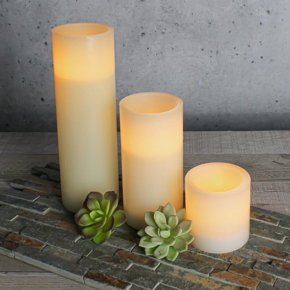 Richland Flameless LED Pillar Candles 3"x9" Ivory Set Of 6 6 Richland Flameless LED Pillar Candles 3"x9" Ivory Set Of 6 - Image 6
