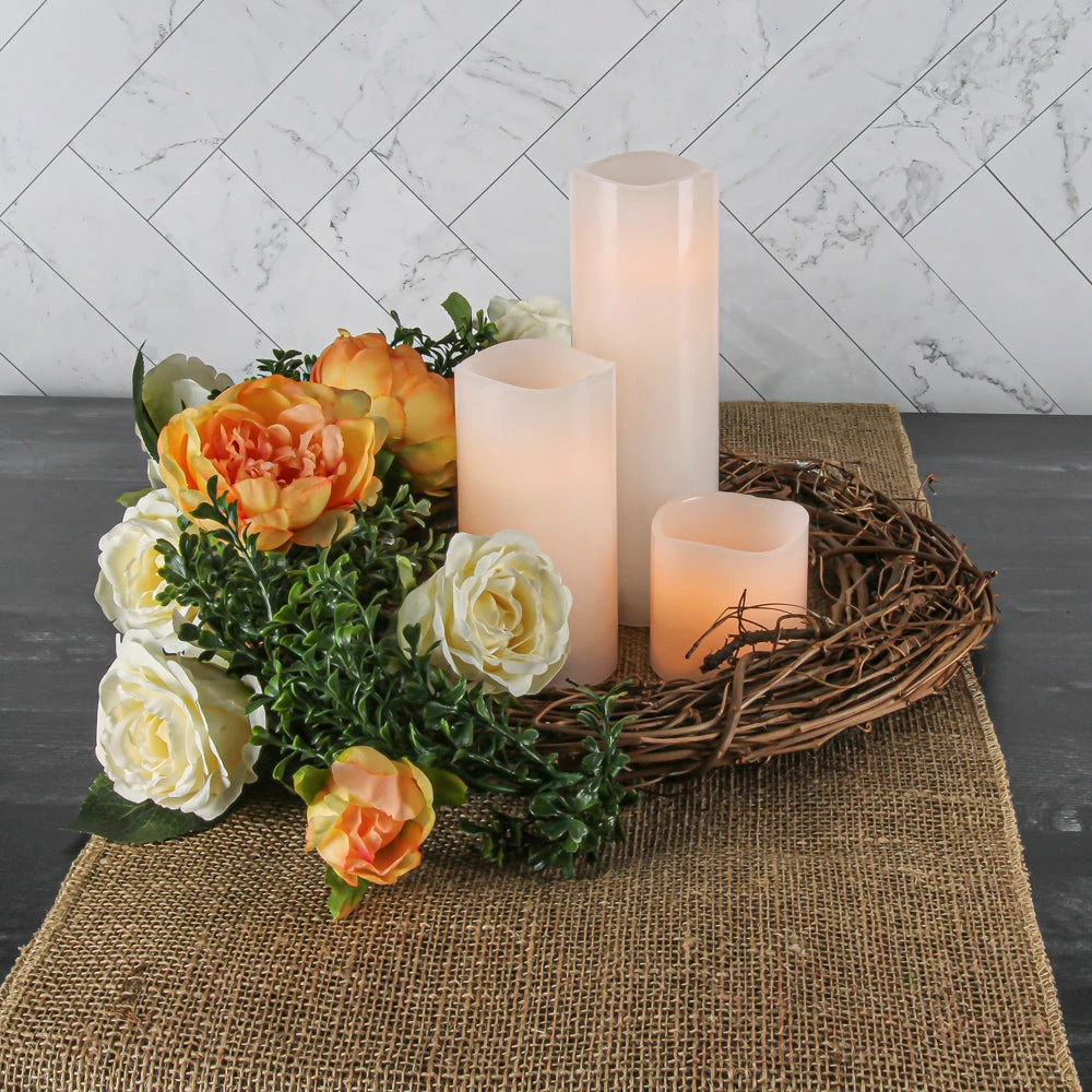 Richland Flameless LED Wavy Top Pillar Candles 3"x3", 3"x6" & 3"x9" White Set Of 3 2 Richland Flameless LED Wavy Top Pillar Candles 3"x3", 3"x6" & 3"x9" White Set Of 3 - Image 2