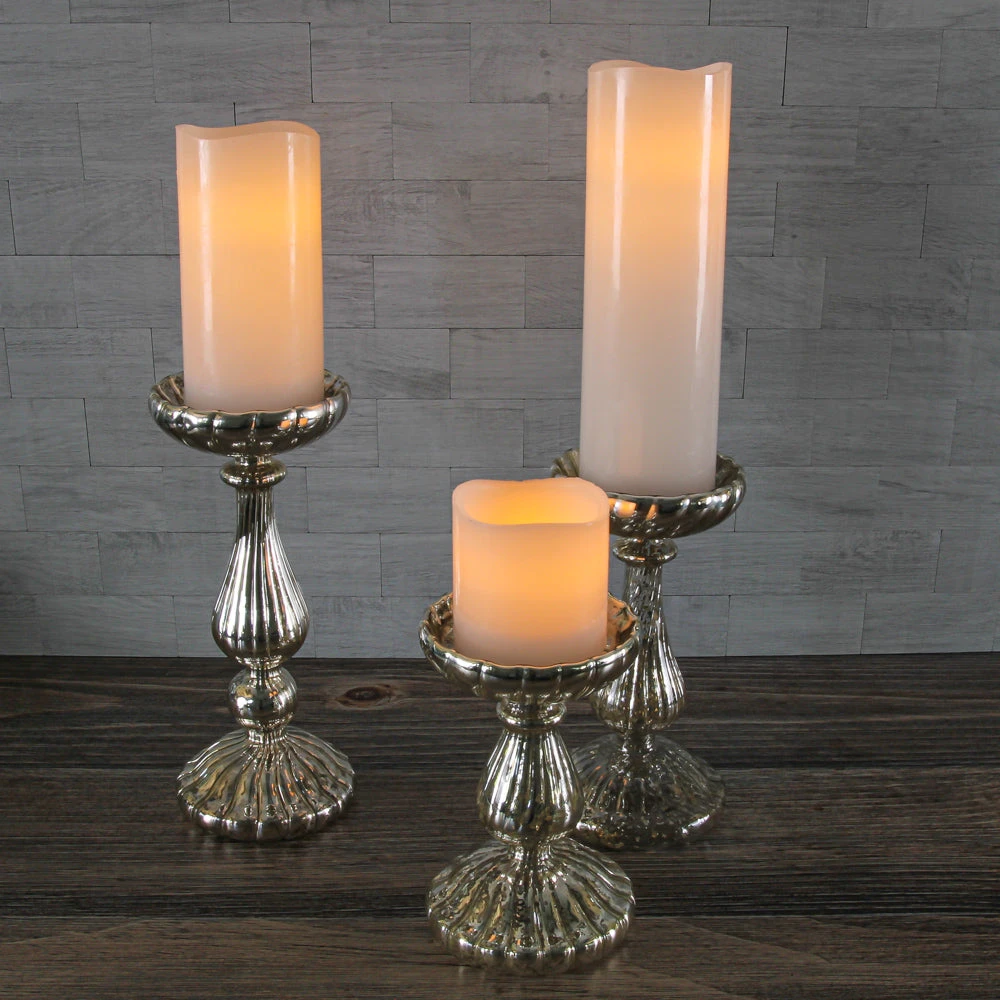 Richland Flameless LED Wavy Top Pillar Candles 3"x3", 3"x6" & 3"x9" White Set Of 3 3 Richland Flameless LED Wavy Top Pillar Candles 3"x3", 3"x6" & 3"x9" White Set Of 3 - Image 3
