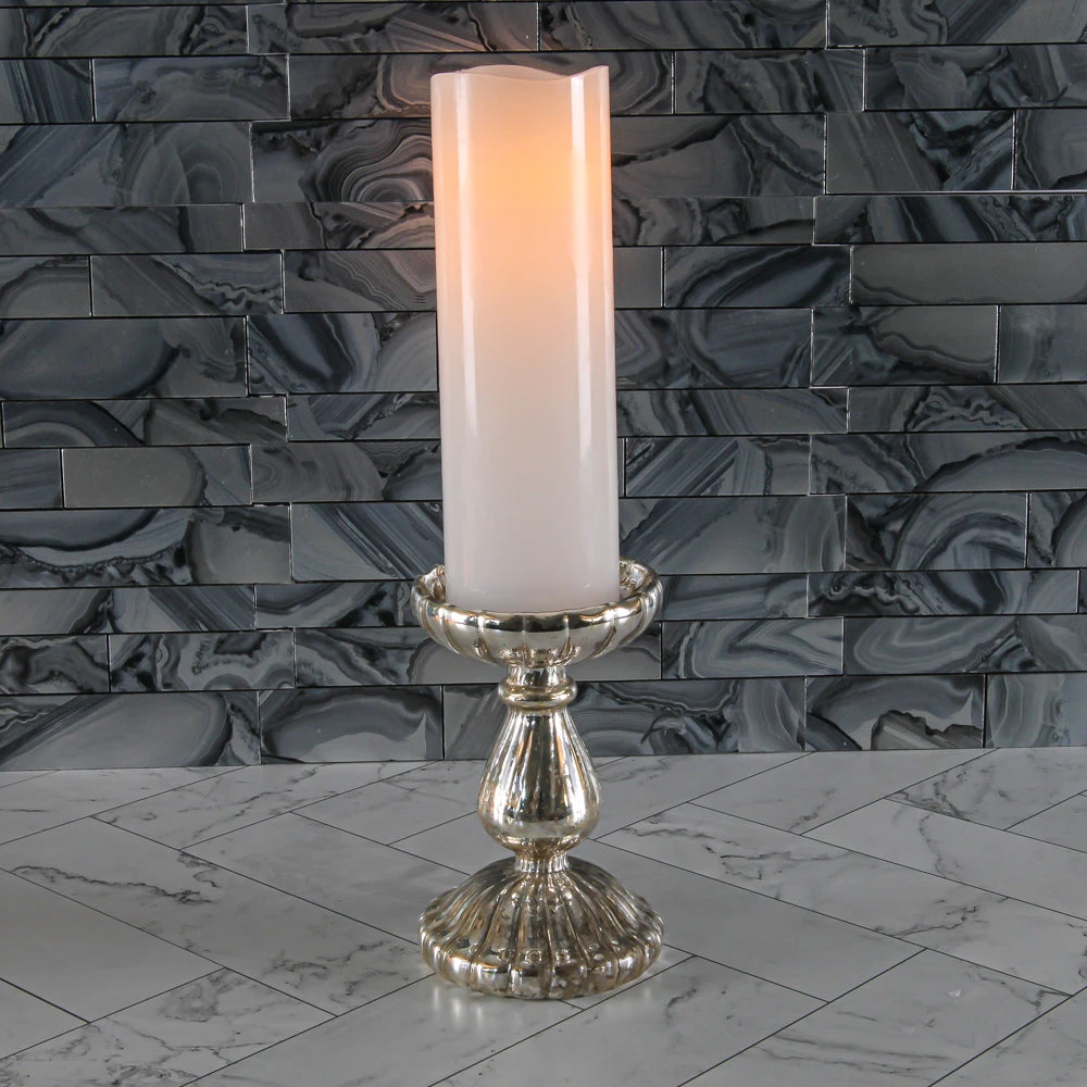 Richland Flameless LED Wavy Top Pillar Candle White 3"x9" Set Of 6 2 Richland Flameless LED Wavy Top Pillar Candle White 3"x9" Set Of 6 - Image 2