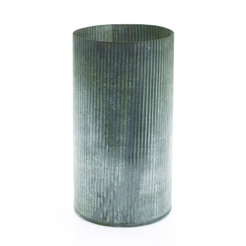 Norah Corrugated Zinc Vase 10.5" 1 Norah Corrugated Zinc Vase 10.5"