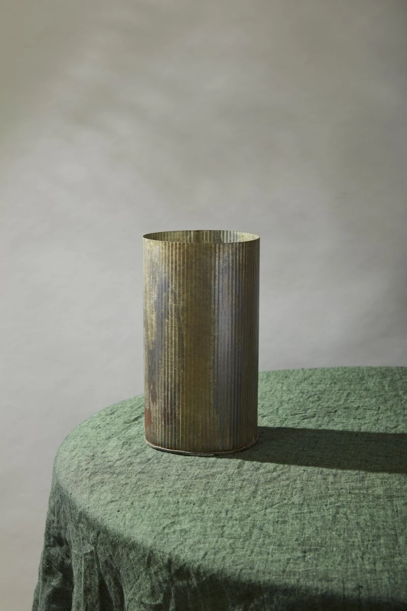 Norah Corrugated Zinc Vase 10.5" 4 Norah Corrugated Zinc Vase 10.5" - Image 4