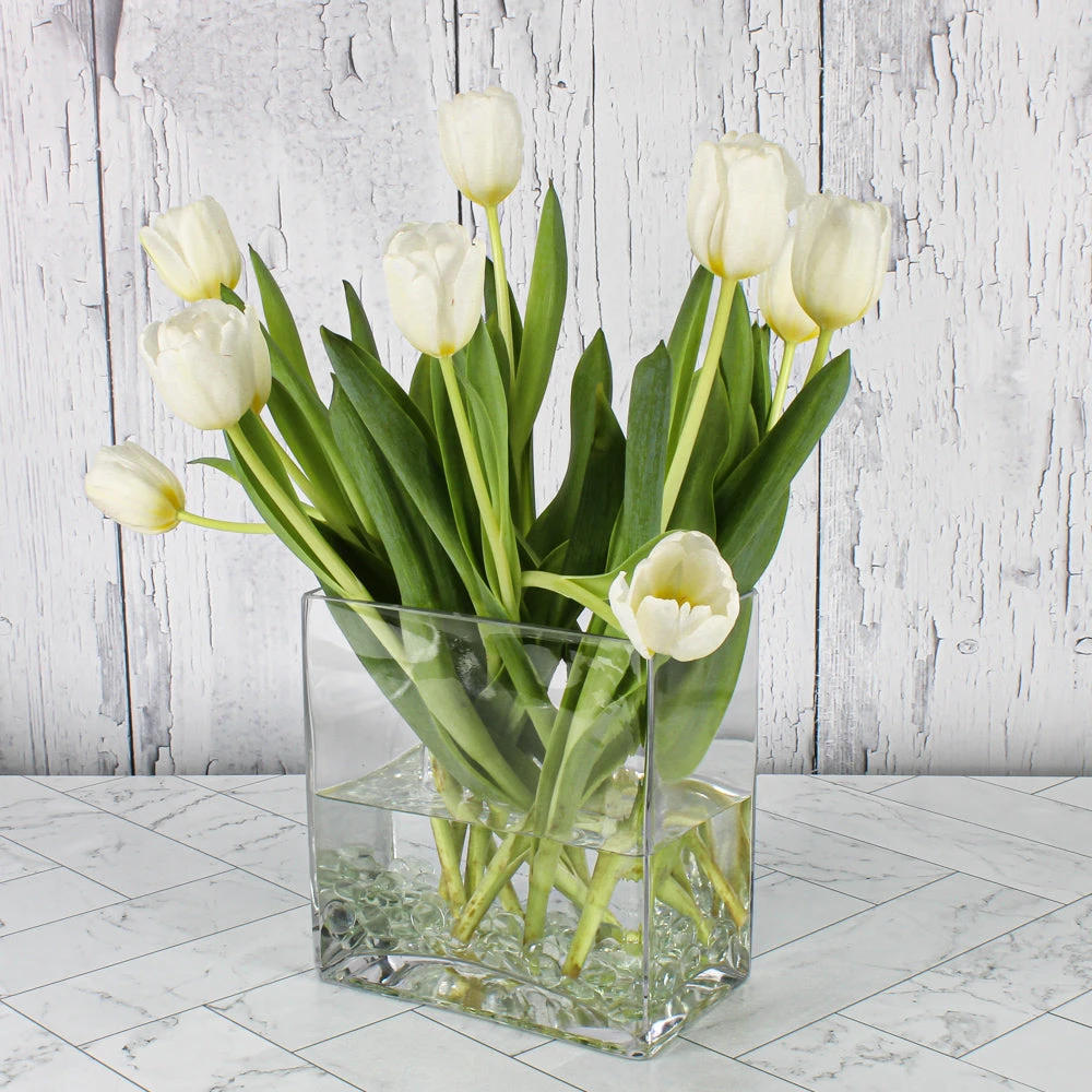 Thick Glass Rectangle Vase 7.5" X 8" 2 Thick Glass Rectangle Vase 7.5" X 8" - Image 2