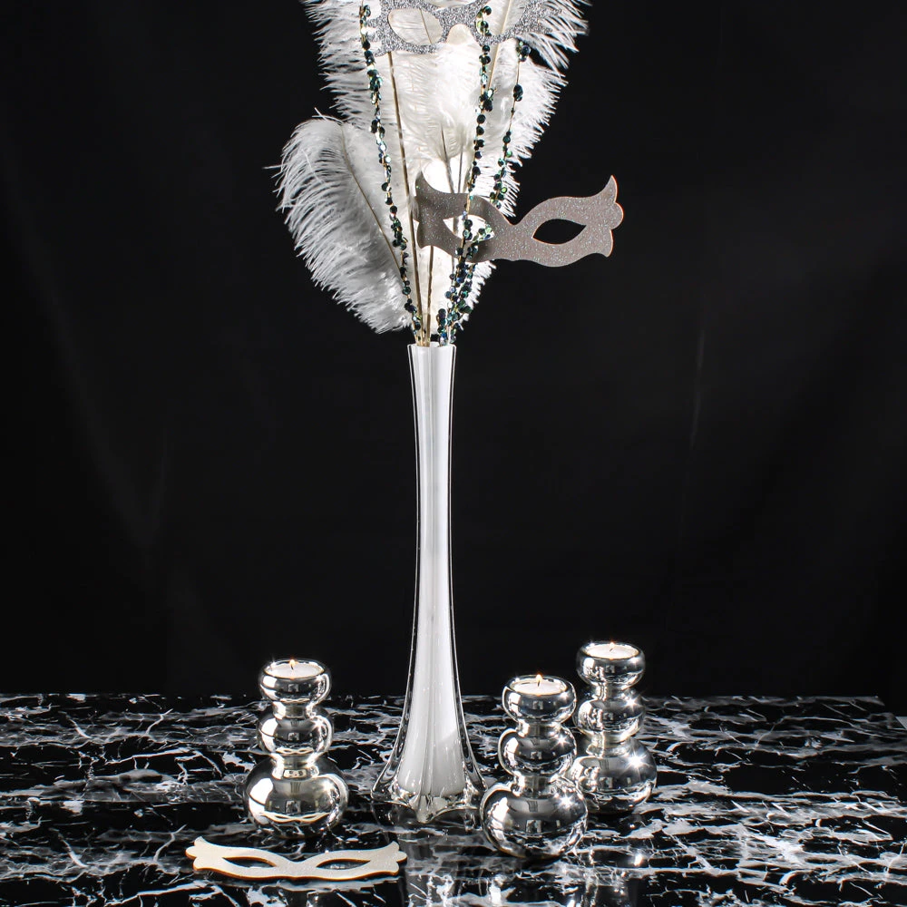 White Glass Eiffel Tower Vase 16" 2 White Glass Eiffel Tower Vase 16" - Image 2