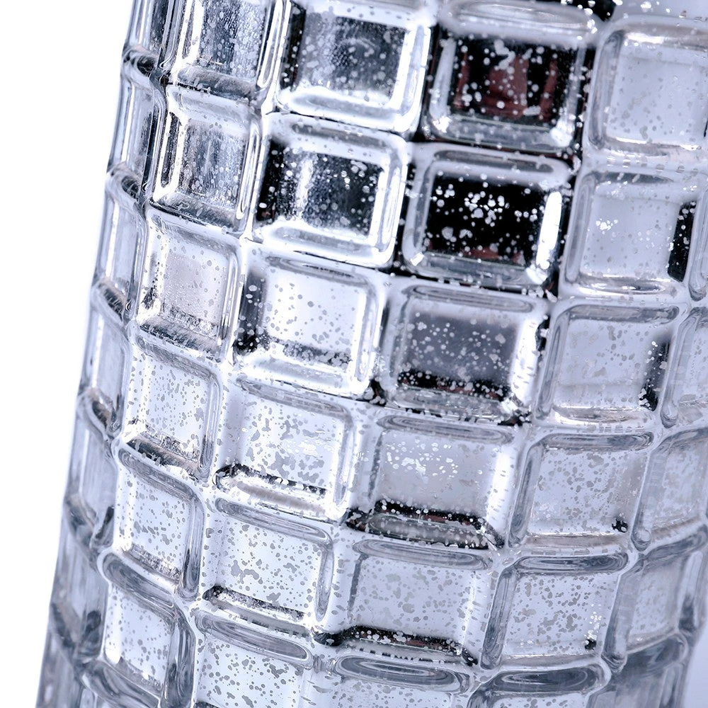 Silver Mercury Glass Cylinder 10" - Vase & Candle Holder 4 Silver Mercury Glass Cylinder 10" - Vase & Candle Holder - Image 4