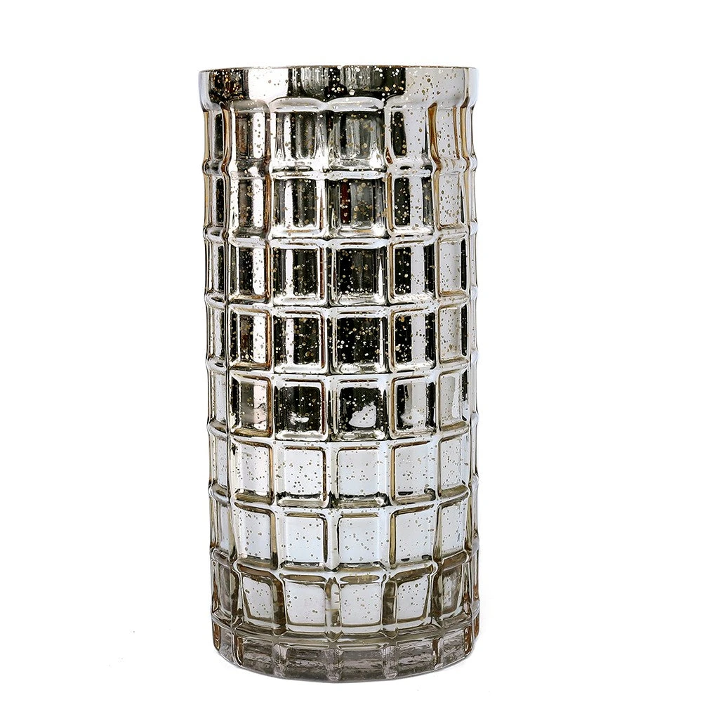 Gold Mercury Mosaic Cylinder 10" - Vase & Candle Holder 3 Gold Mercury Mosaic Cylinder 10" - Vase & Candle Holder - Image 3
