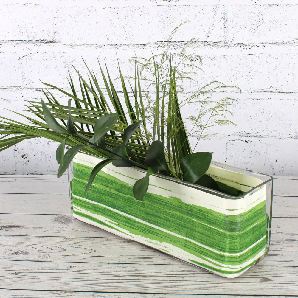 Long Glass Rectangle Vase 11.5" X 3.5" 2 Long Glass Rectangle Vase 11.5" X 3.5" - Image 2