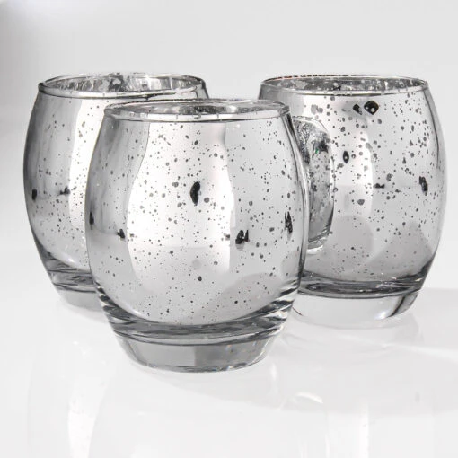 Richland Grande Hurricane Votive Holder Silver Mercury Set Of 72