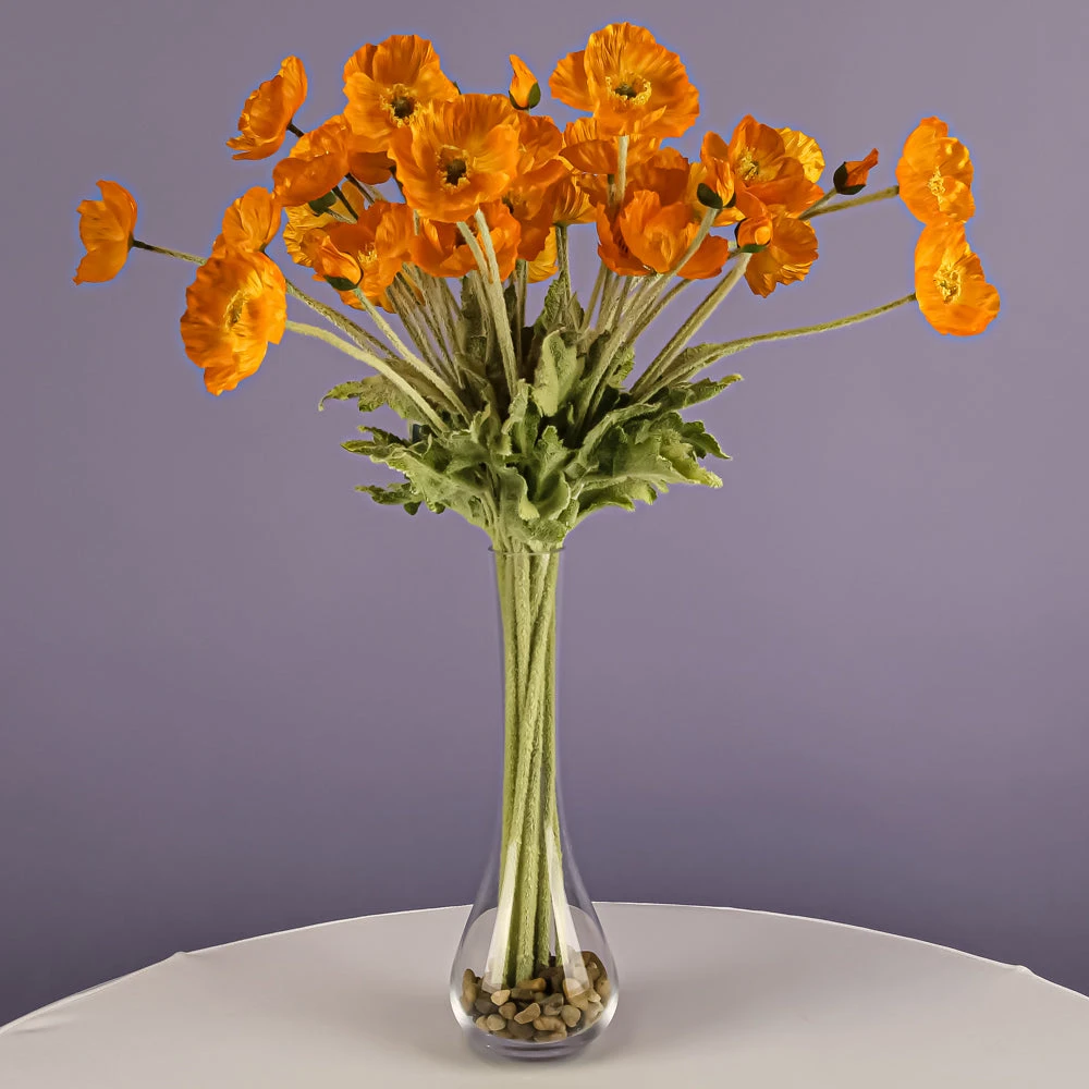 12 Orange Poppy Flowers Silk Flowers 2 12 Orange Poppy Flowers Silk Flowers - Image 2