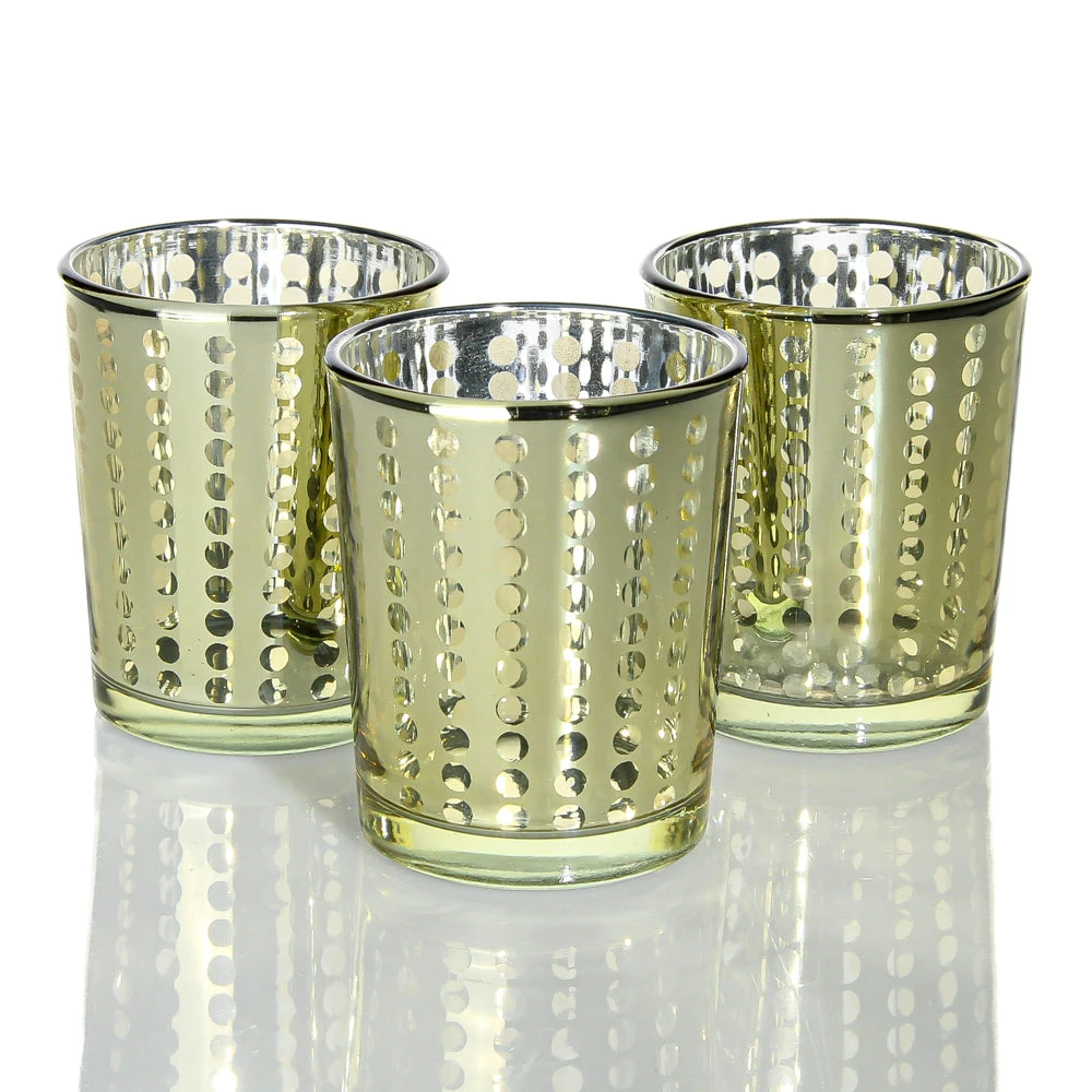 Richland Gold Dotted Glass Holder – Small Set Of 12 1 Richland Gold Dotted Glass Holder – Small Set Of 12