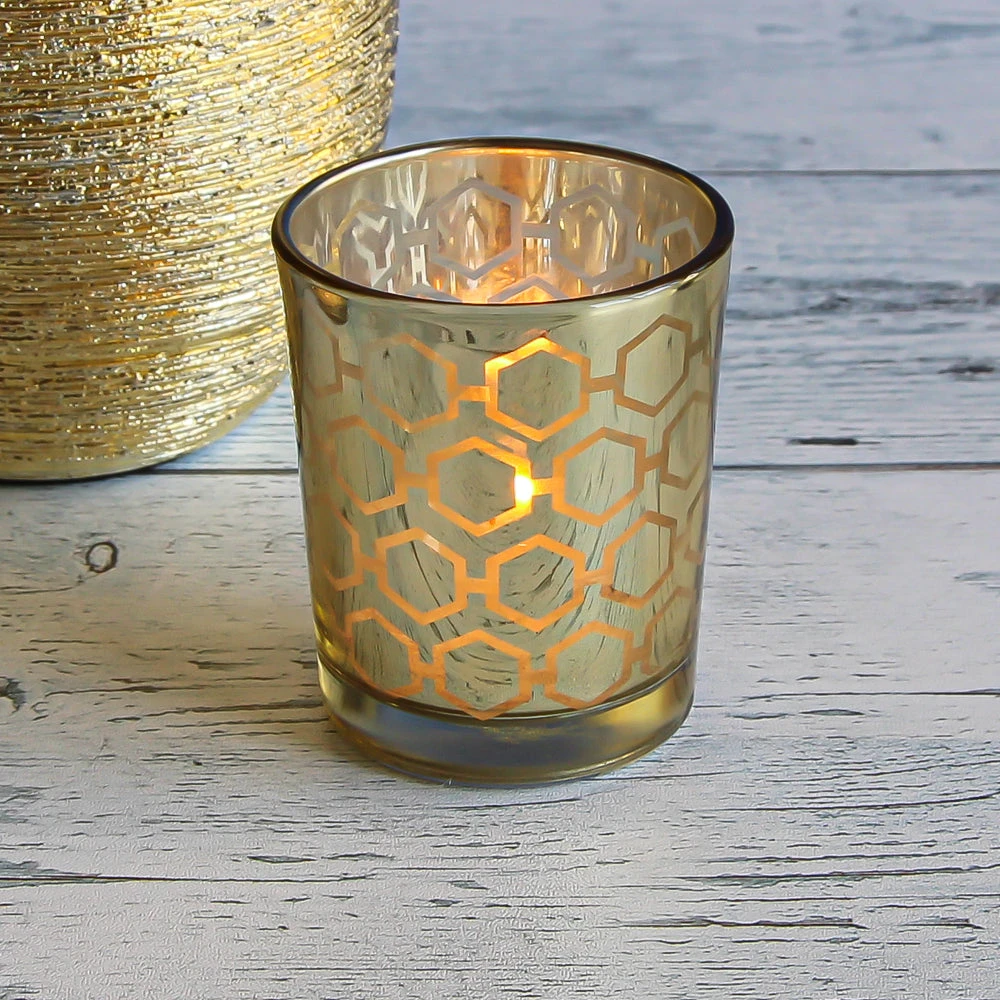 Richland Gold Hexagonal Glass Holder – Small Set Of 72 2 Richland Gold Hexagonal Glass Holder – Small Set Of 72 - Image 2