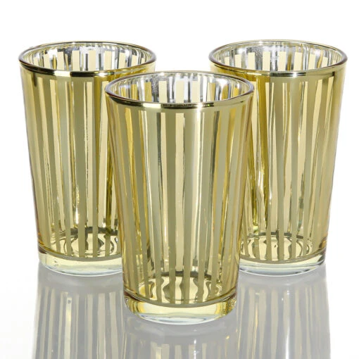 Richland Gold Stripe Glass Holder - Large Set Of 6
