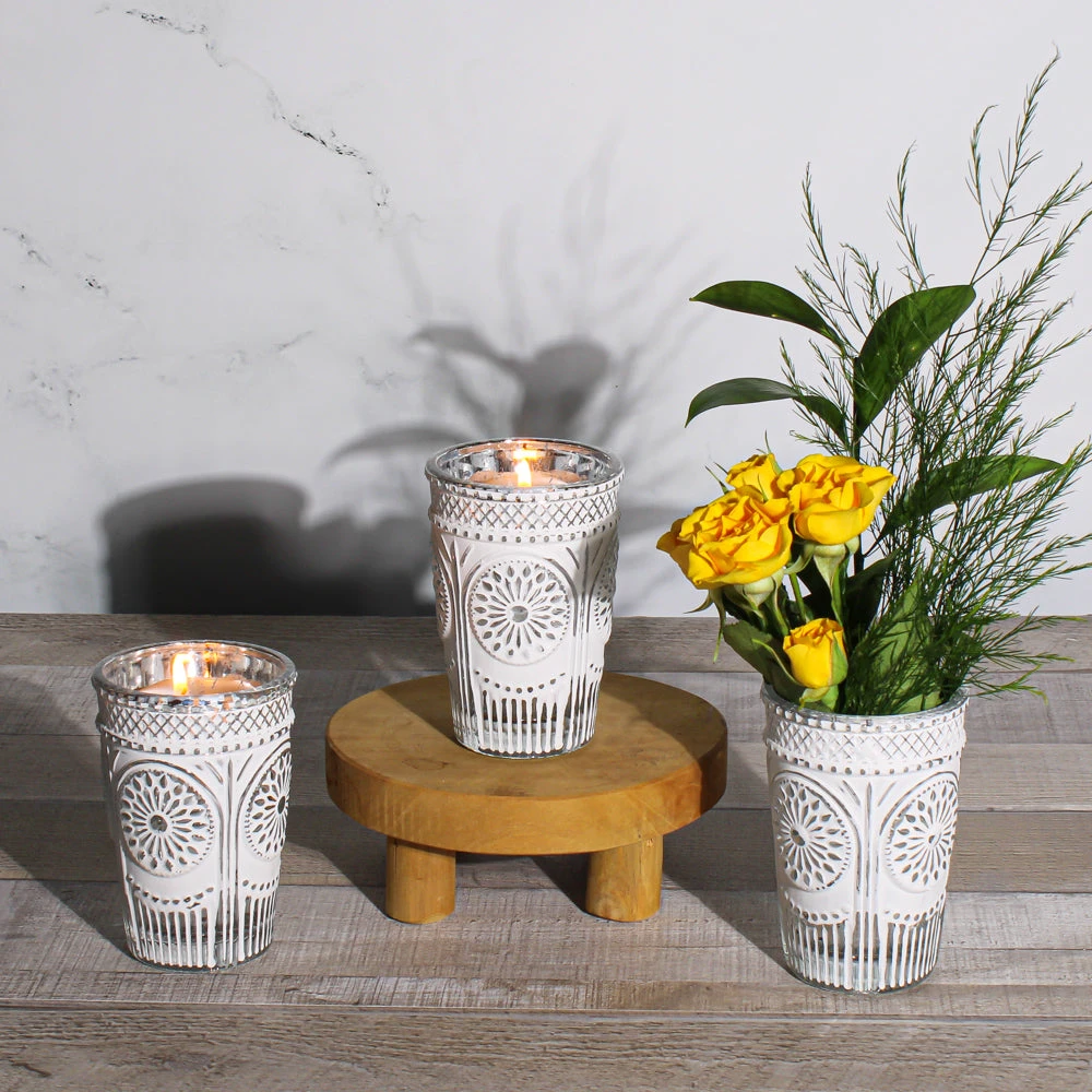 Richland Regal White Silver Mercury Vase Set Of 8 2 Richland Regal White Silver Mercury Vase Set Of 8 - Image 2