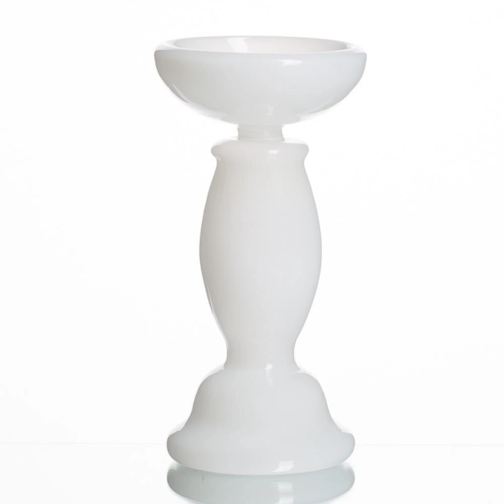 Richland White Glass Pillar Candle Holder Set Of 3 4 Richland White Glass Pillar Candle Holder Set Of 3 - Image 4
