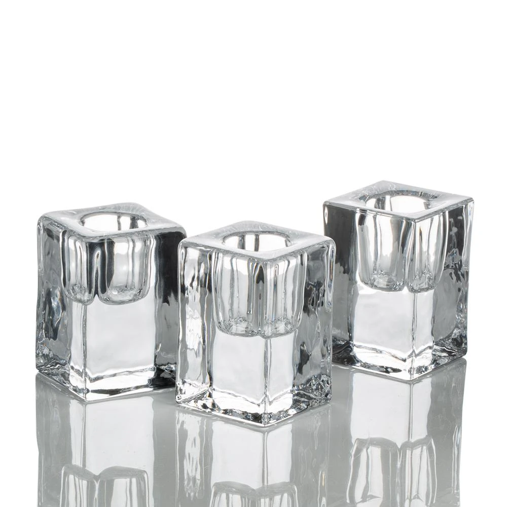 Richland Square Glass Taper Candle Holder 2.5" Set Of 48 1 Richland Square Glass Taper Candle Holder 2.5" Set Of 48