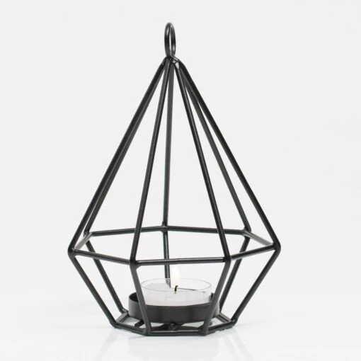 Richland Geometric Tealight Candle Holders - Black Set Of 12