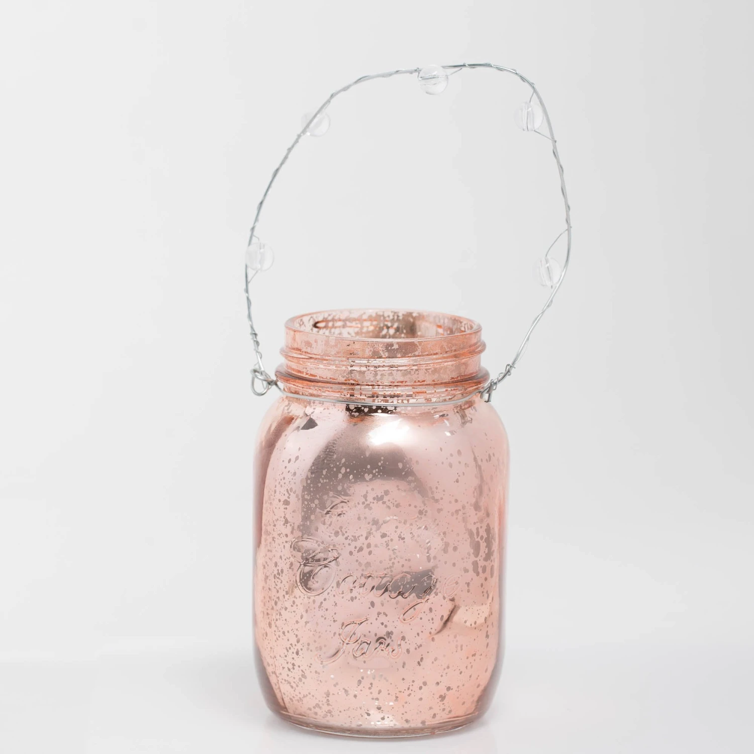 Richland Small Mercury Hanging Mason Jar With Clear Bead Handle - Rose Gold Set Of 12 1 Richland Small Mercury Hanging Mason Jar With Clear Bead Handle - Rose Gold Set Of 12