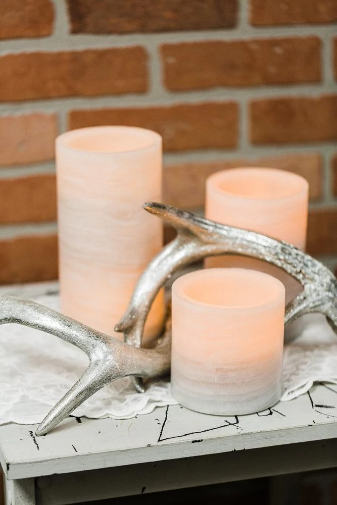 Richland Flameless LED Pillar Candle Marble 4" X 6" 3 Richland Flameless LED Pillar Candle Marble 4" X 6" - Image 3