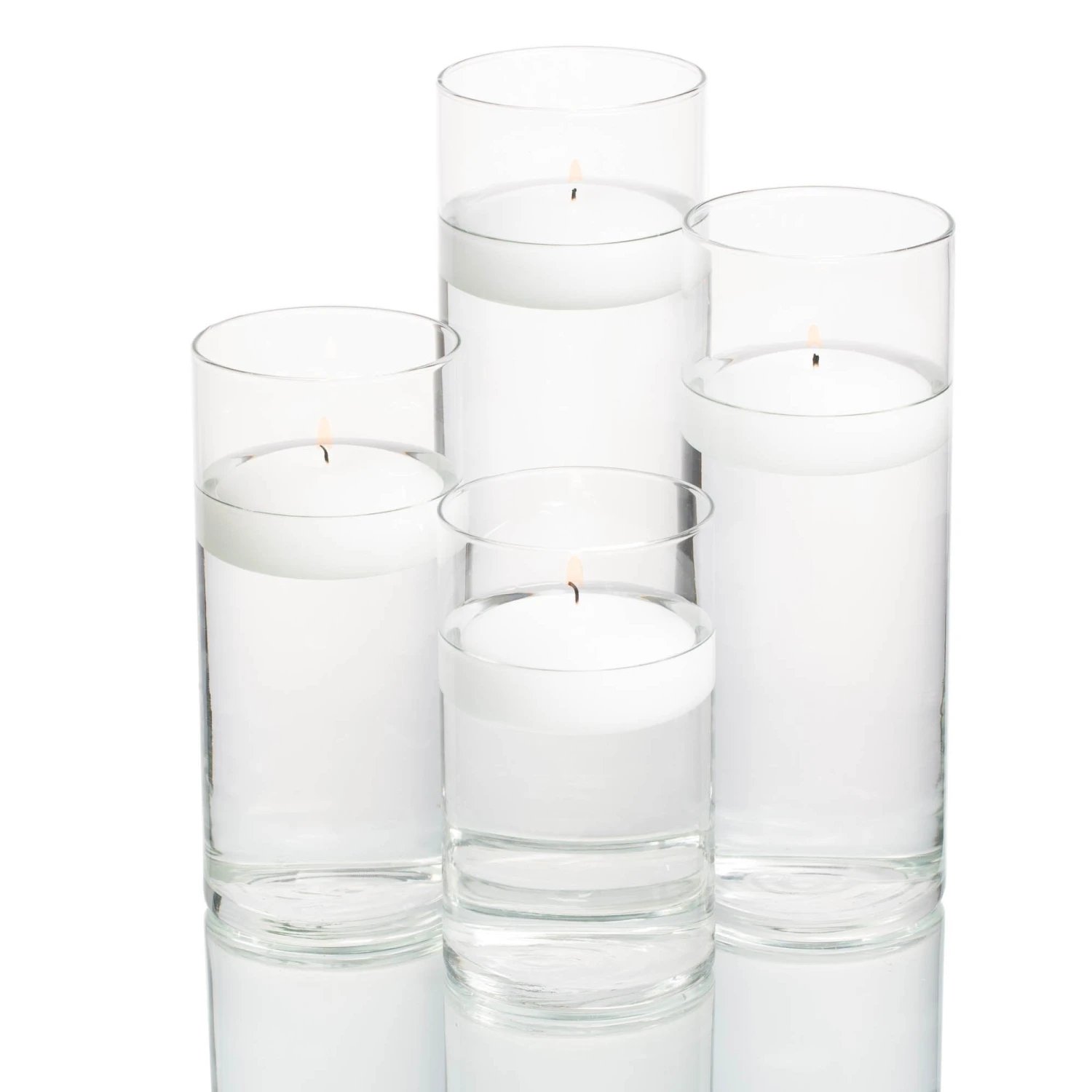 Richland Floating Candles & Eastland Cylinder Holders Set Of 48 1 Richland Floating Candles & Eastland Cylinder Holders Set Of 48