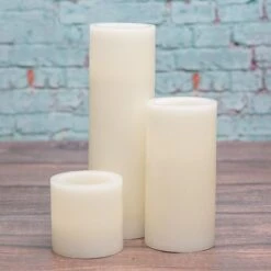 Richland Flameless LED Pillar Candles 3"x3", 3"x6" & 3"x9" Ivory Set Of 3