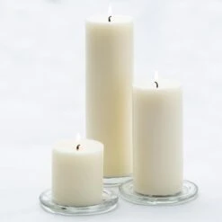 Richland Pillar Candles 3"x3", 3"x6" & 3"x9" Light Ivory Set Of 12