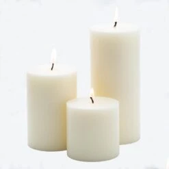 Richland Pillar Candles 4 X4", 4"x6" & 4"x9" Light Ivory Set Of 3