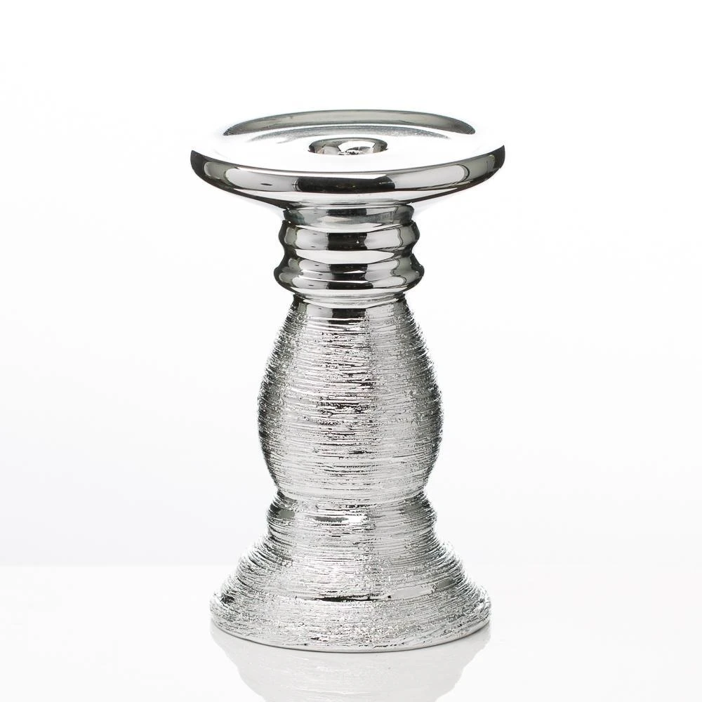 Richland Elegant Pillar Candle Holder 6" Silver Ceramic Set Of 4 1 Richland Elegant Pillar Candle Holder 6" Silver Ceramic Set Of 4