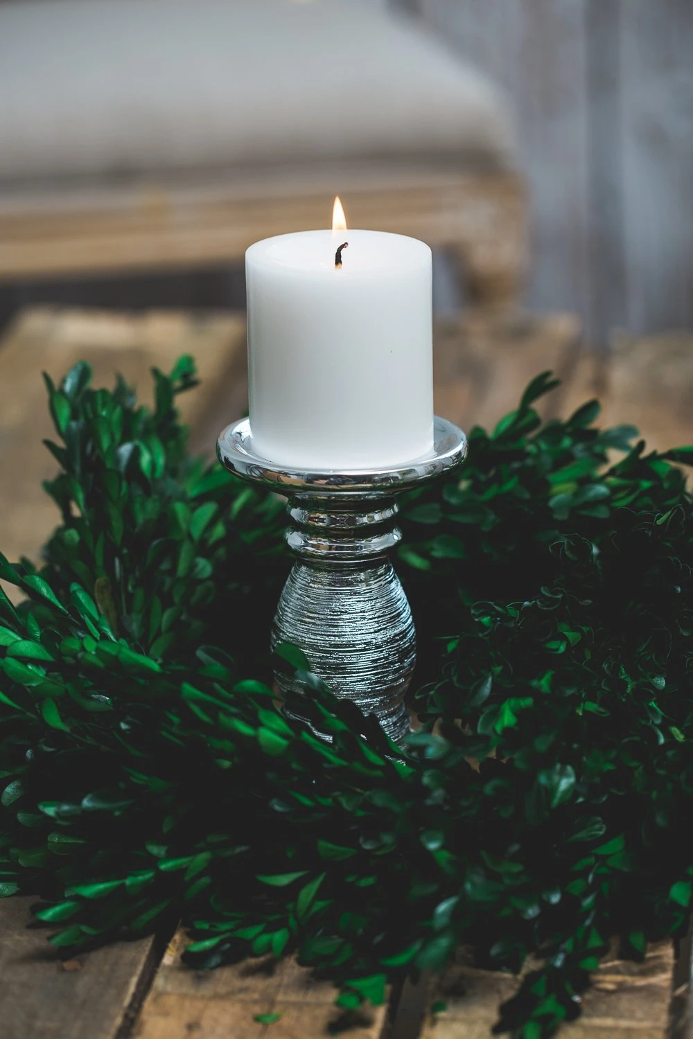 Richland Elegant Pillar Candle Holder 6" Silver Ceramic Set Of 4 2 Richland Elegant Pillar Candle Holder 6" Silver Ceramic Set Of 4 - Image 2