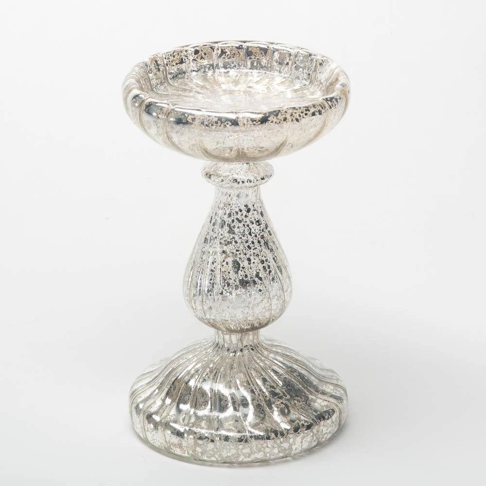 Richland Ribbed Unique Mercury Glass Pillar Candle Holder Set Of 3 5 Richland Ribbed Unique Mercury Glass Pillar Candle Holder Set Of 3 - Image 5