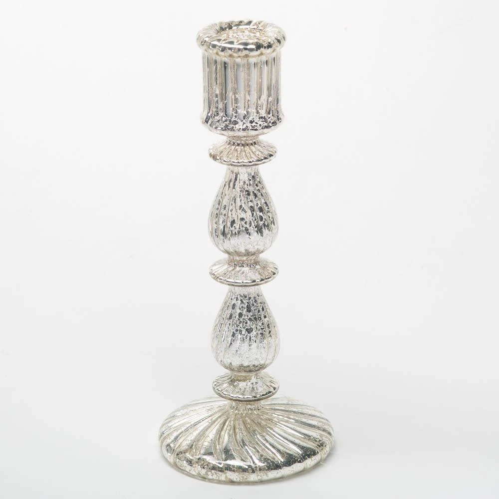 Richland Ribbed Unique Mercury Glass Taper Candle Holder Set Of 3 5 Richland Ribbed Unique Mercury Glass Taper Candle Holder Set Of 3 - Image 5