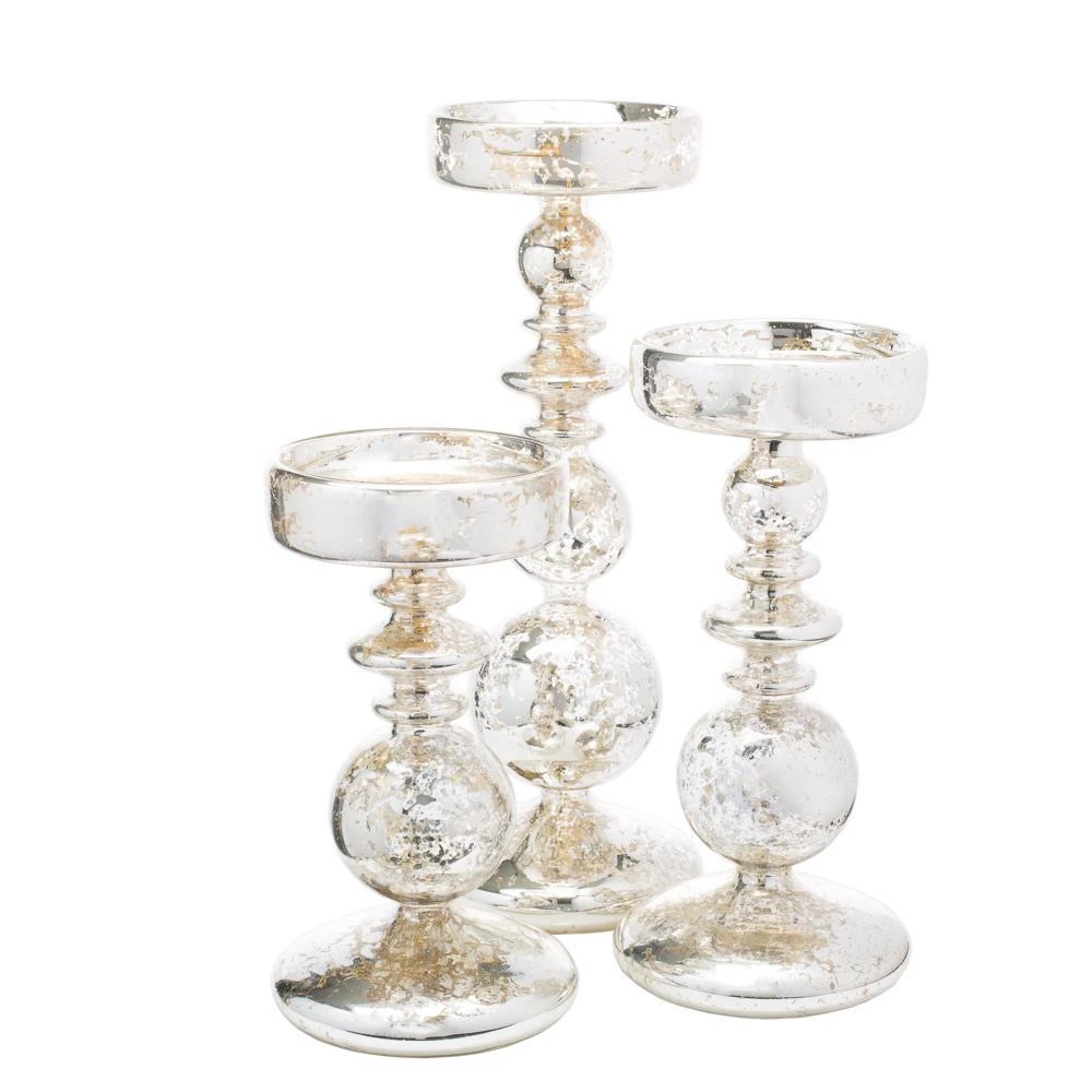 Richland Pillar Holders Unique Mercury Bubble - Set Of 3 1 Richland Pillar Holders Unique Mercury Bubble - Set Of 3