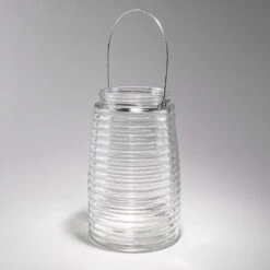 Eastland Hanging Horizontal Ribbed Glass Jar 8" With Handle Set Of 6