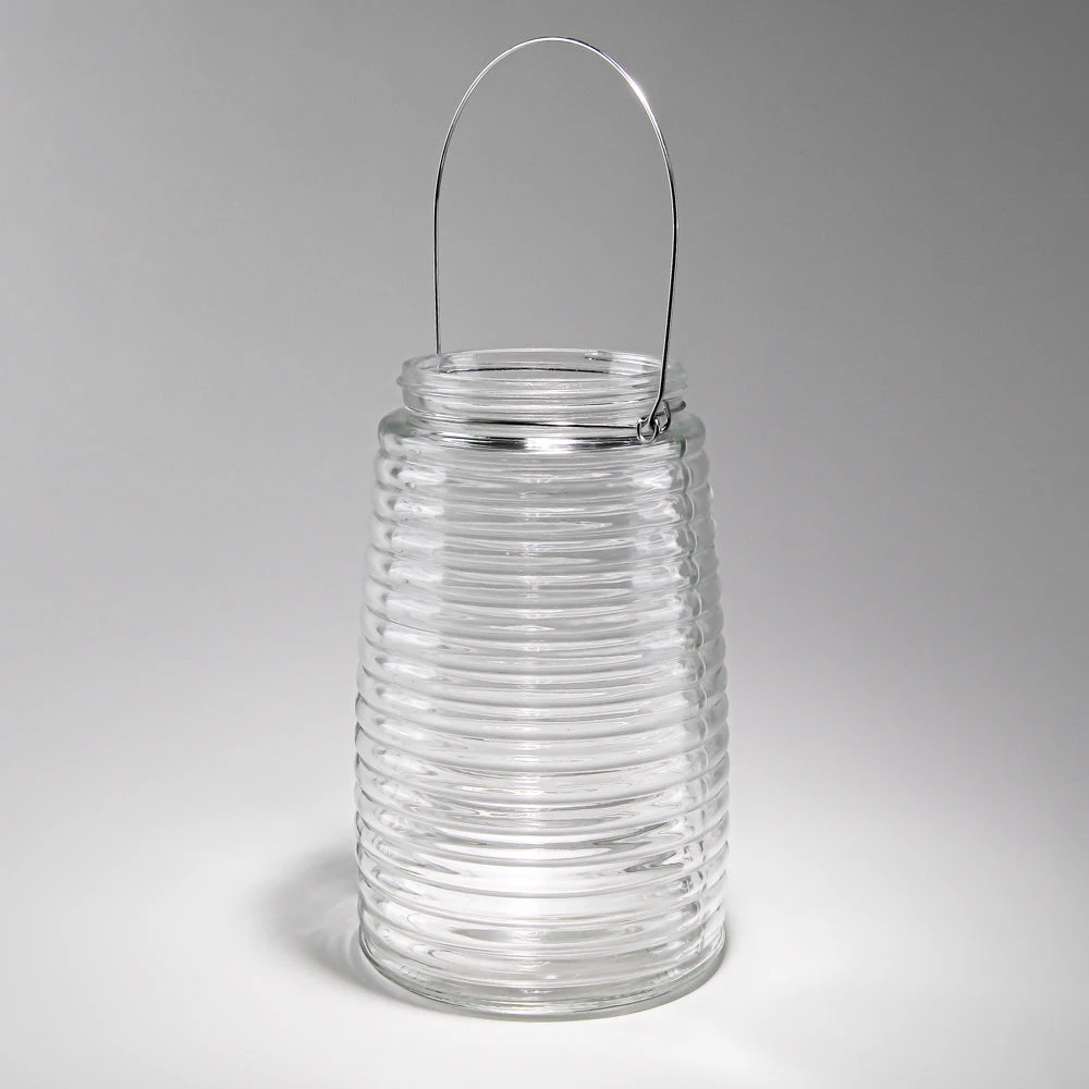 Eastland Hanging Horizontal Ribbed Glass Jar 8" With Handle Set Of 6 1 Eastland Hanging Horizontal Ribbed Glass Jar 8" With Handle Set Of 6