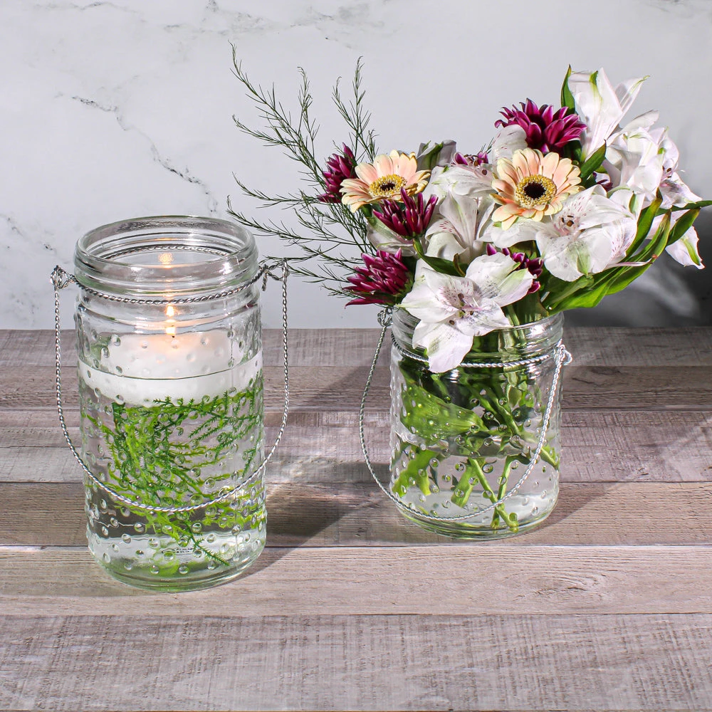 Eastland 5.1" Hanging Dotted Glass Jar With Handle Set Of 12 2 Eastland 5.1" Hanging Dotted Glass Jar With Handle Set Of 12 - Image 2