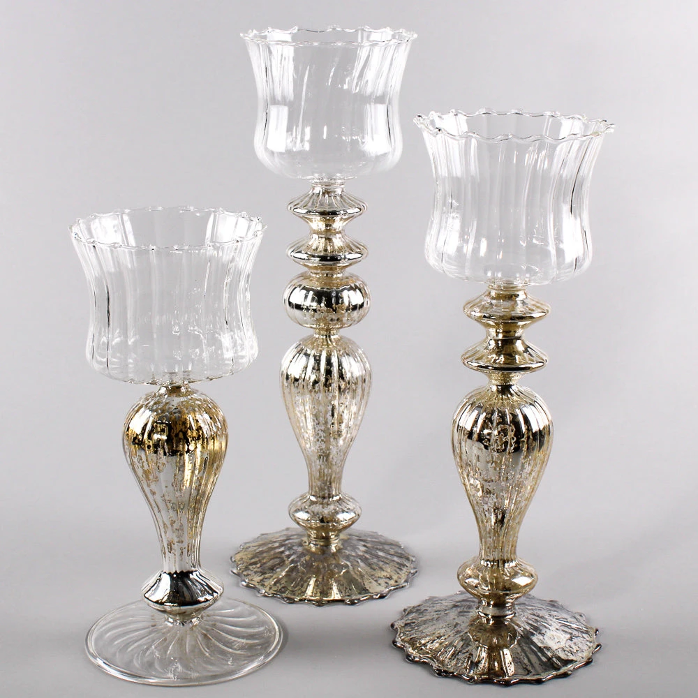 Richland Mercury Pillar Candle Holder With Clear Glass Set Of 3 1 Richland Mercury Pillar Candle Holder With Clear Glass Set Of 3