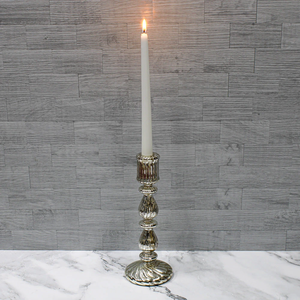Richland Ribbed Unique Mercury Glass Taper Candle Holder Set Of 3 6 Richland Ribbed Unique Mercury Glass Taper Candle Holder Set Of 3 - Image 6
