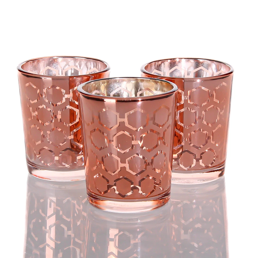 Richland Rose Gold Hexagonal Glass Holder - Small Set Of 72 1 Richland Rose Gold Hexagonal Glass Holder - Small Set Of 72